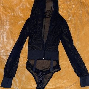 Festival fishnet Bodysuit with hood